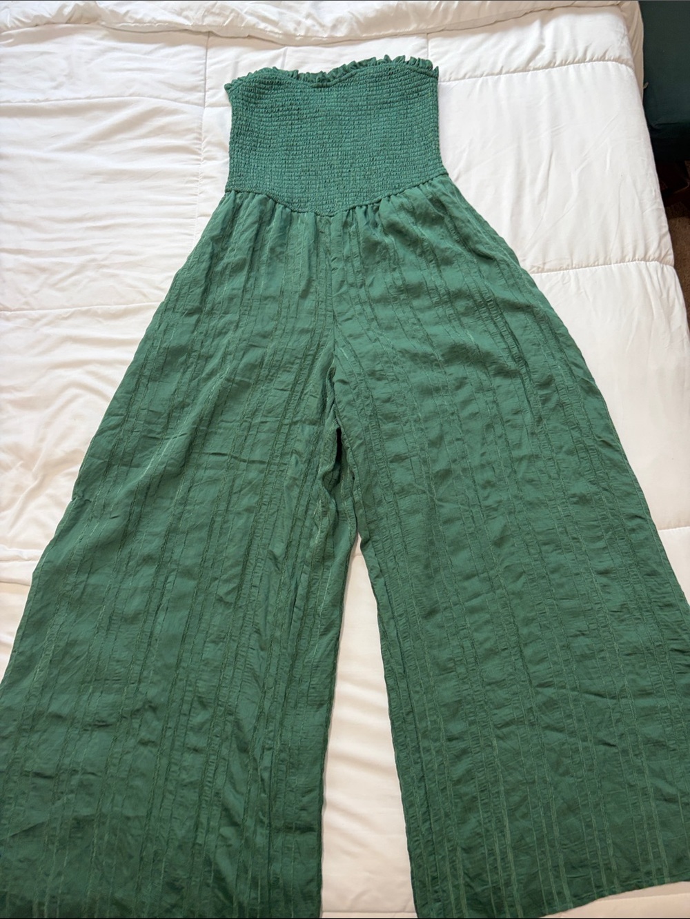 bailey blue Strapless Wide-Leg Jumpsuit in Forest Green